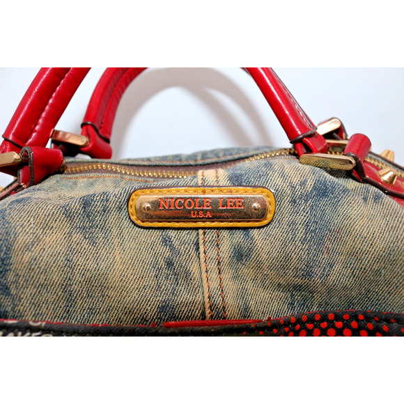 "WOW" Denim Pop Art Denim Duffel Shoulder Bag - Nicole Lee - Punk Grunge Graphic - Picture 2 of 14